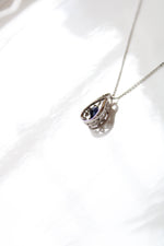 Sapphire Teardrop Sterling Silver Pendant Moving Gem Necklace
