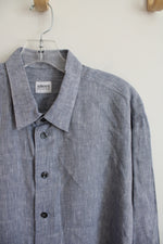 Armani Collezioni Blue Flax Linen Button Down Shirt | XL