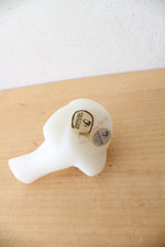 Vintage Fenton Hand Painted Satin White Floral Glass Bird