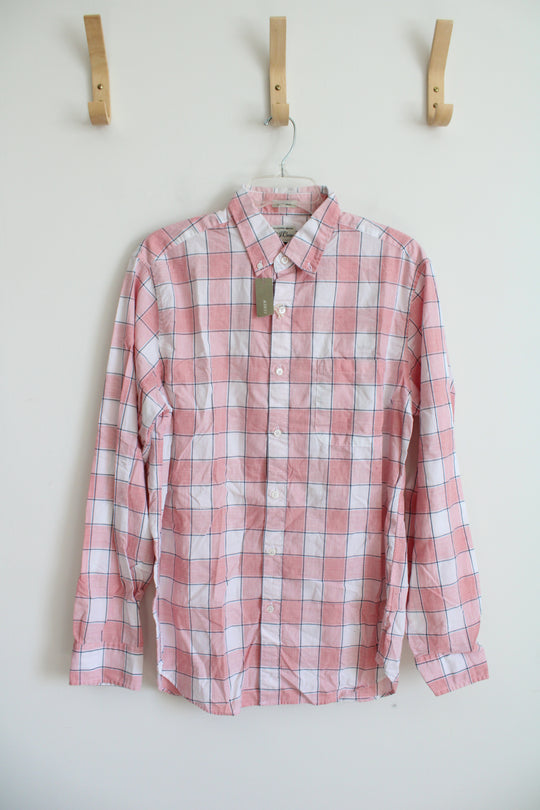 NEW J.Crew Classic Fit Pink & White Plaid Button Down Shirt | M