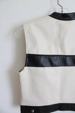 Ashley Outerwear Cream & Black Faux Leather Vest | S