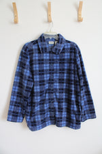Classic Elements Blue Plaid Fuzzy Button Down Shirt | L
