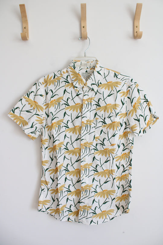 J.Crew Slim Fit Green & Mustard Yellow Floral Button Down Shirt | S