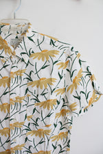 J.Crew Slim Fit Green & Mustard Yellow Floral Button Down Shirt | S