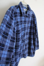 Classic Elements Blue Plaid Fuzzy Button Down Shirt | L