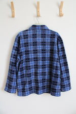 Classic Elements Blue Plaid Fuzzy Button Down Shirt | L