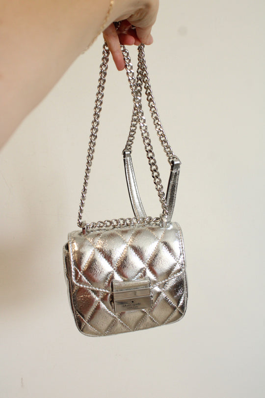 Kate Spade New York Lunar Light Metallic Leather Carey Micro Flap Crossbody Bag