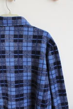 Classic Elements Blue Plaid Fuzzy Button Down Shirt | L