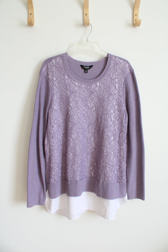 Simply Vera Wang Purple Lace Sweater Top | XL