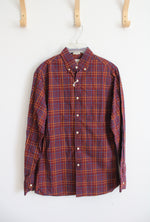 NEW J.Crew Classic Fit Maroon Blue & Orange Plaid Button Down Shirt | XS