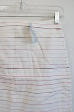 NEW LOFT Cream Shimmer Stripe Linen Blend Skirt | 0 Petite