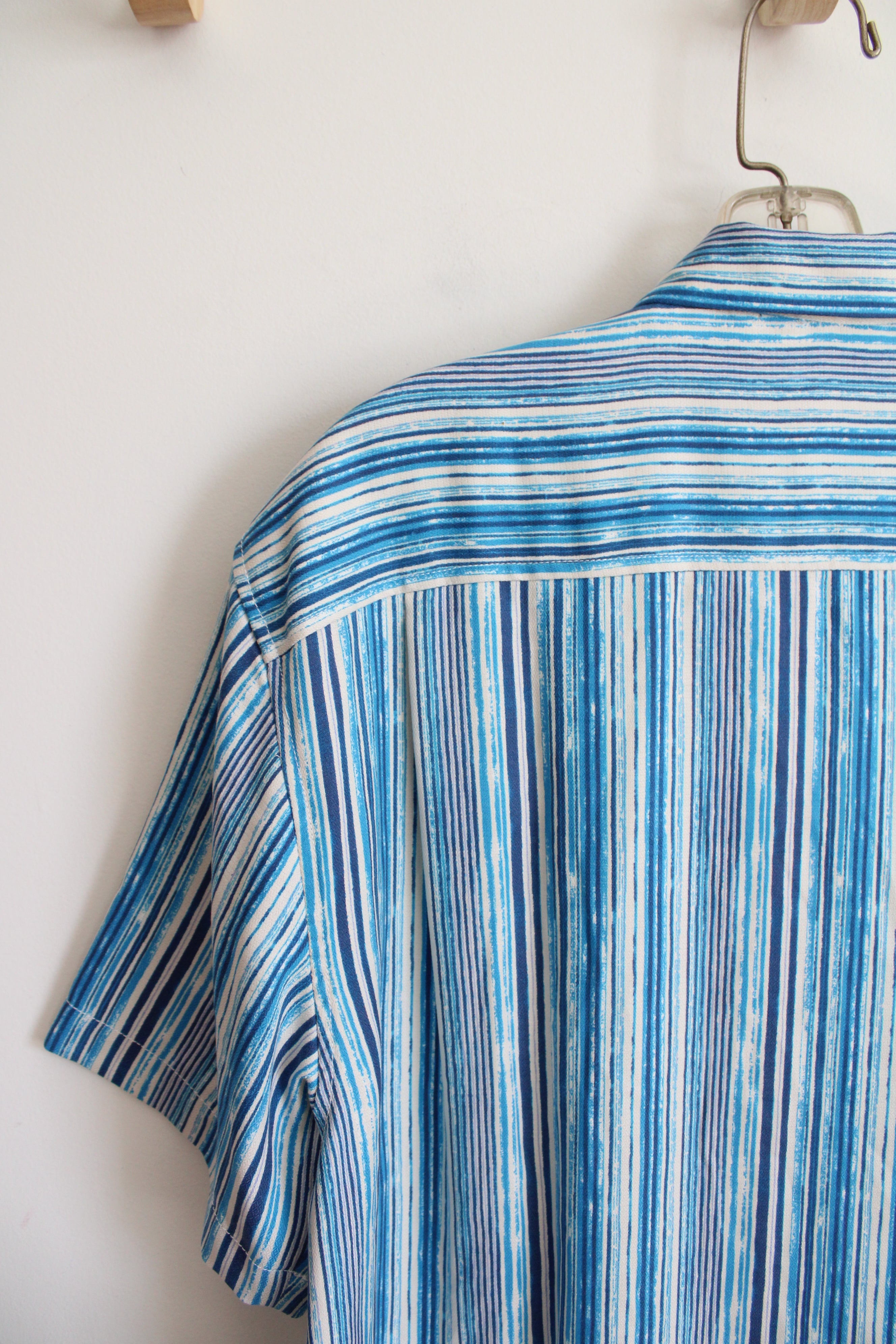 Tommy Bahama Blue Striped Button Down Silk Blend Shirt | L