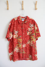 Columbia Red Linen Blend Hawaiian Shirt | XL