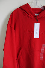 NEW Calvin Klein Red Embroidered Logo Hoodie | XL