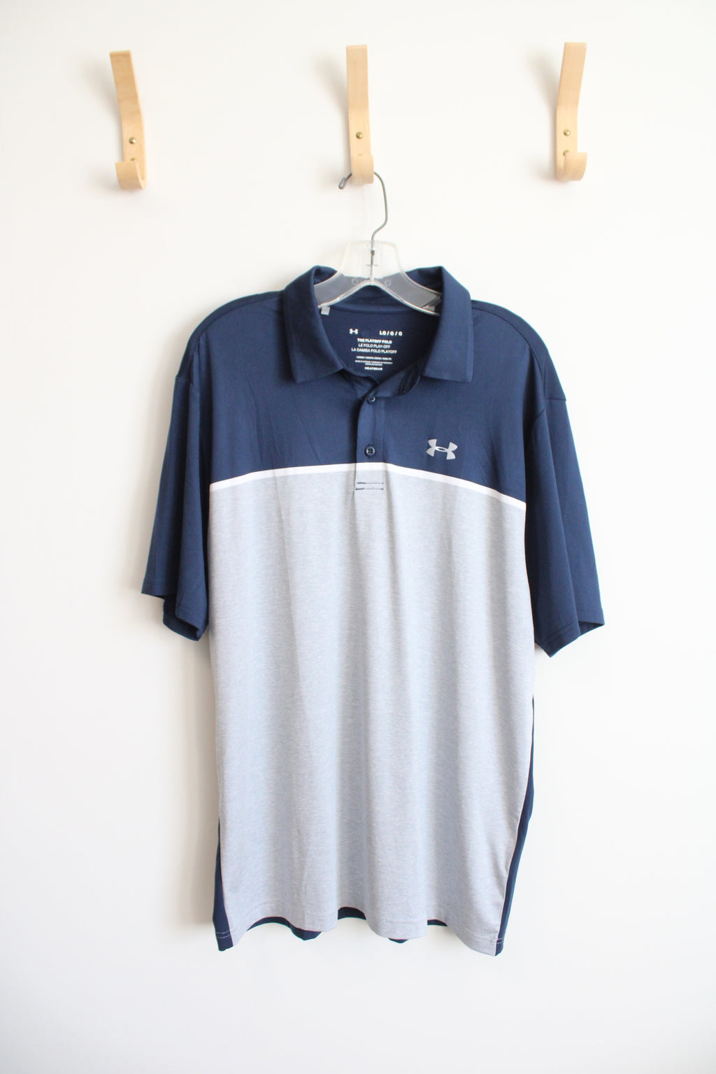 Under Armour Gray & Blue The Playoff Polo Shirt | L