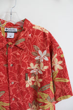 Columbia Red Linen Blend Hawaiian Shirt | XL