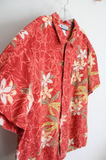 Columbia Red Linen Blend Hawaiian Shirt | XL