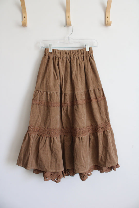 The Cottagecore Brown Corduroy Skirt | XS