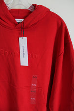 NEW Calvin Klein Red Embroidered Logo Hoodie | XL