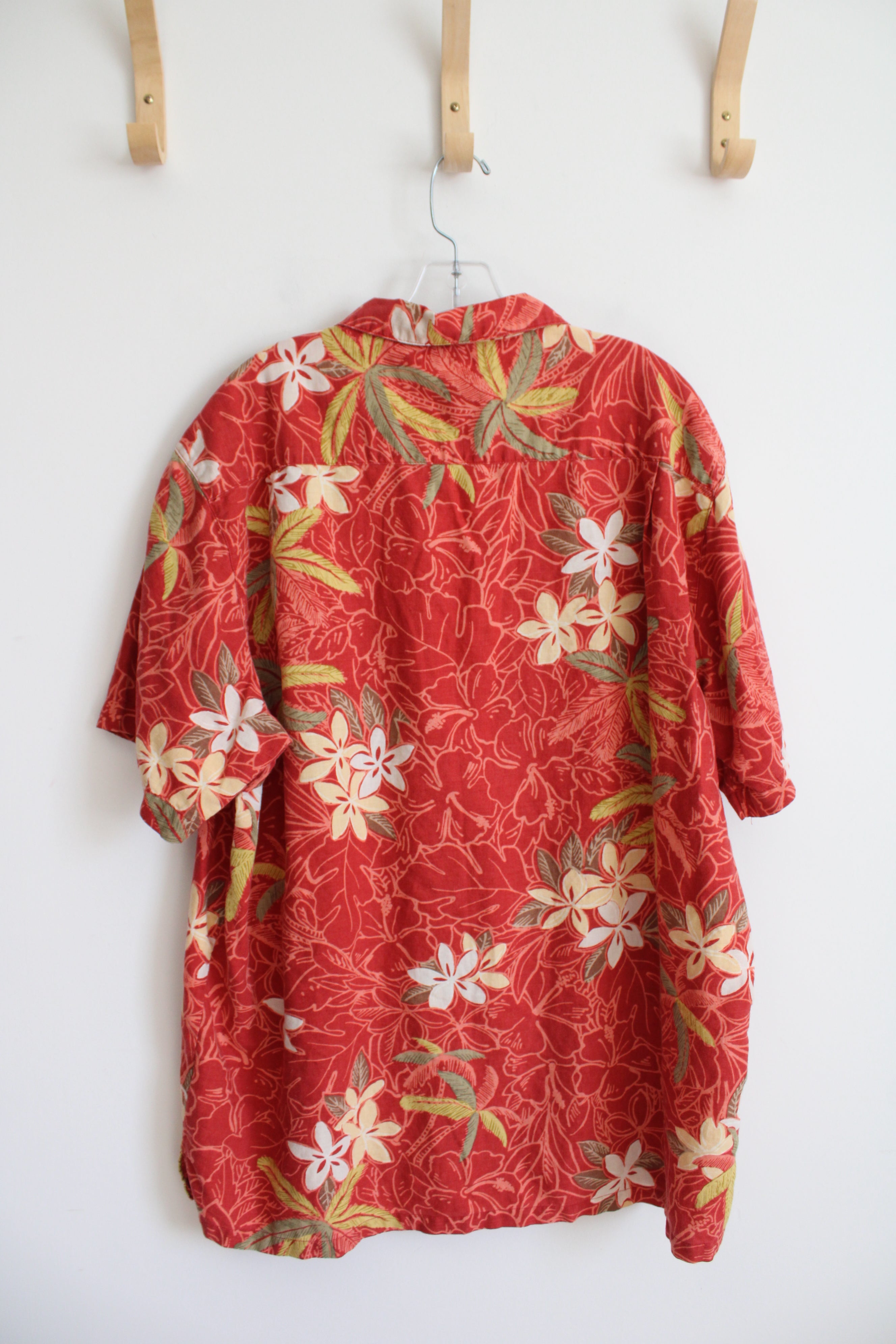 Columbia Red Linen Blend Hawaiian Shirt | XL
