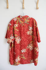 Columbia Red Linen Blend Hawaiian Shirt | XL