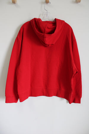 NEW Calvin Klein Red Embroidered Logo Hoodie | XL