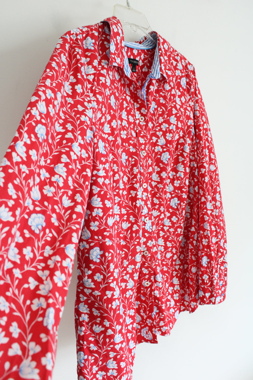 Talbots Red White Floral Button Down Shirt | L