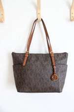 Michael Kors Jet Set Brown Logo Signature Tote Bag