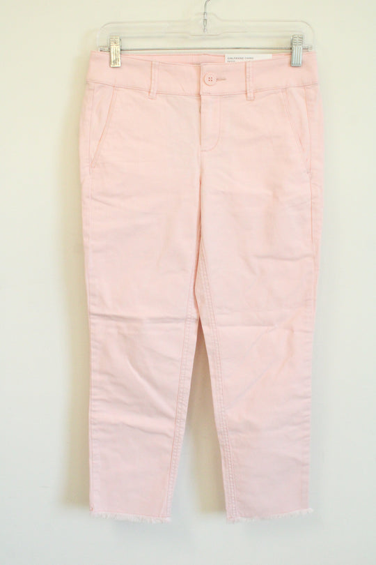 NEW LOFT Girlfriend Chino Mid Rise Slim Leg Pink Pant | 0 Petite