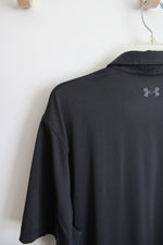 Under Armour Black Gray & Teal Color Block Playoff Polo Shirt | L