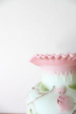 Vintage Fenton Hand Painted Burmese Lotus Mist Apple Tree Ceramic Pitcher