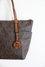 Michael Kors Jet Set Brown Logo Signature Tote Bag