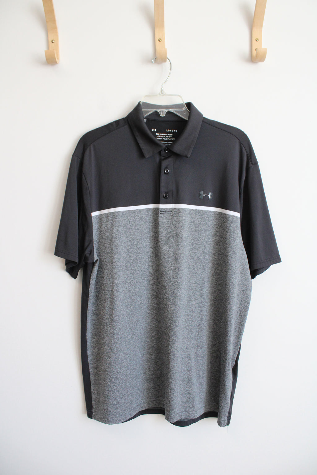 Under Armour Black & Gray Playoff Polo Shirt | L