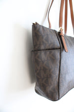 Michael Kors Jet Set Brown Logo Signature Tote Bag