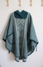 Vintage Alafoss Of Ireland Blue Wool Poncho | OS