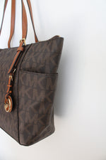 Michael Kors Jet Set Brown Logo Signature Tote Bag