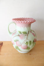 Vintage Fenton Hand Painted Burmese Lotus Mist Apple Tree Ceramic Pitcher