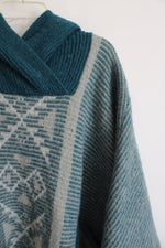 Vintage Alafoss Of Ireland Blue Wool Poncho | OS