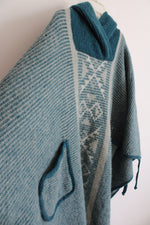 Vintage Alafoss Of Ireland Blue Wool Poncho | OS