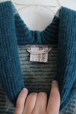 Vintage Alafoss Of Ireland Blue Wool Poncho | OS