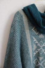 Vintage Alafoss Of Ireland Blue Wool Poncho | OS
