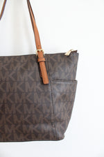 Michael Kors Jet Set Brown Logo Signature Tote Bag