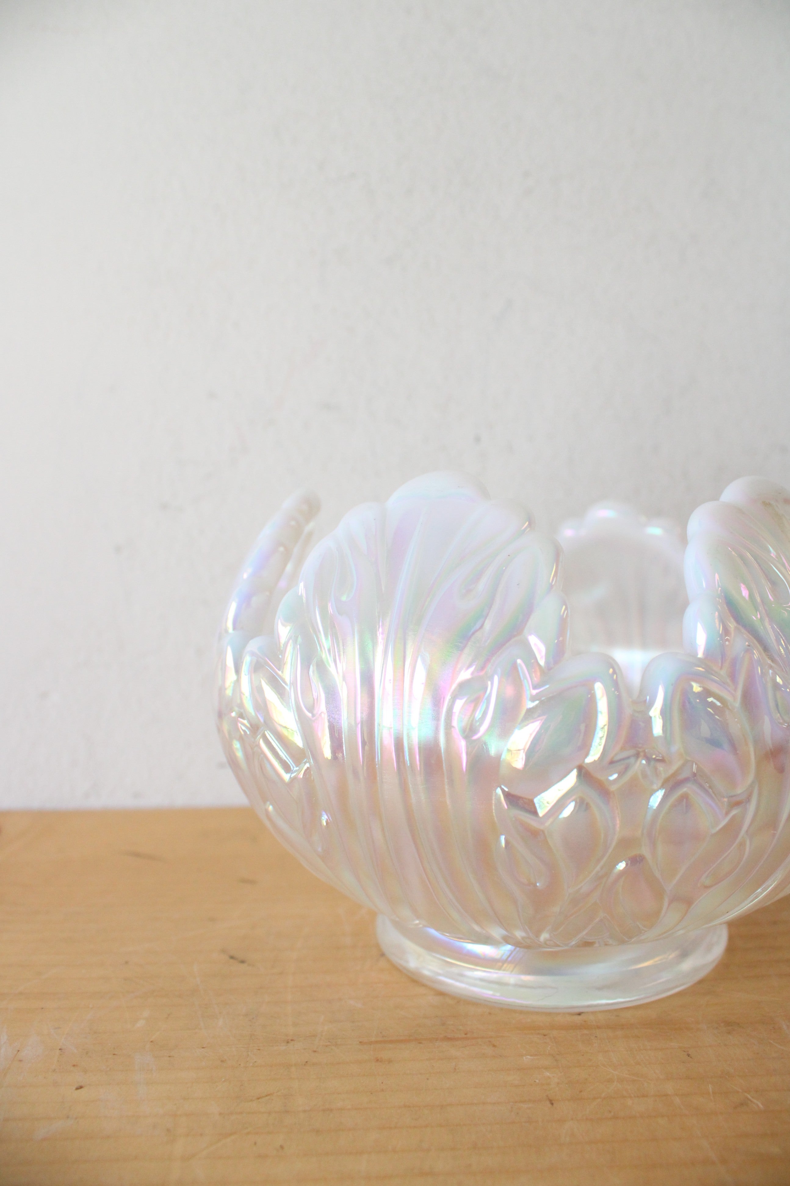 Fenton French Opalescent Empress Lotus Rose Bowl
