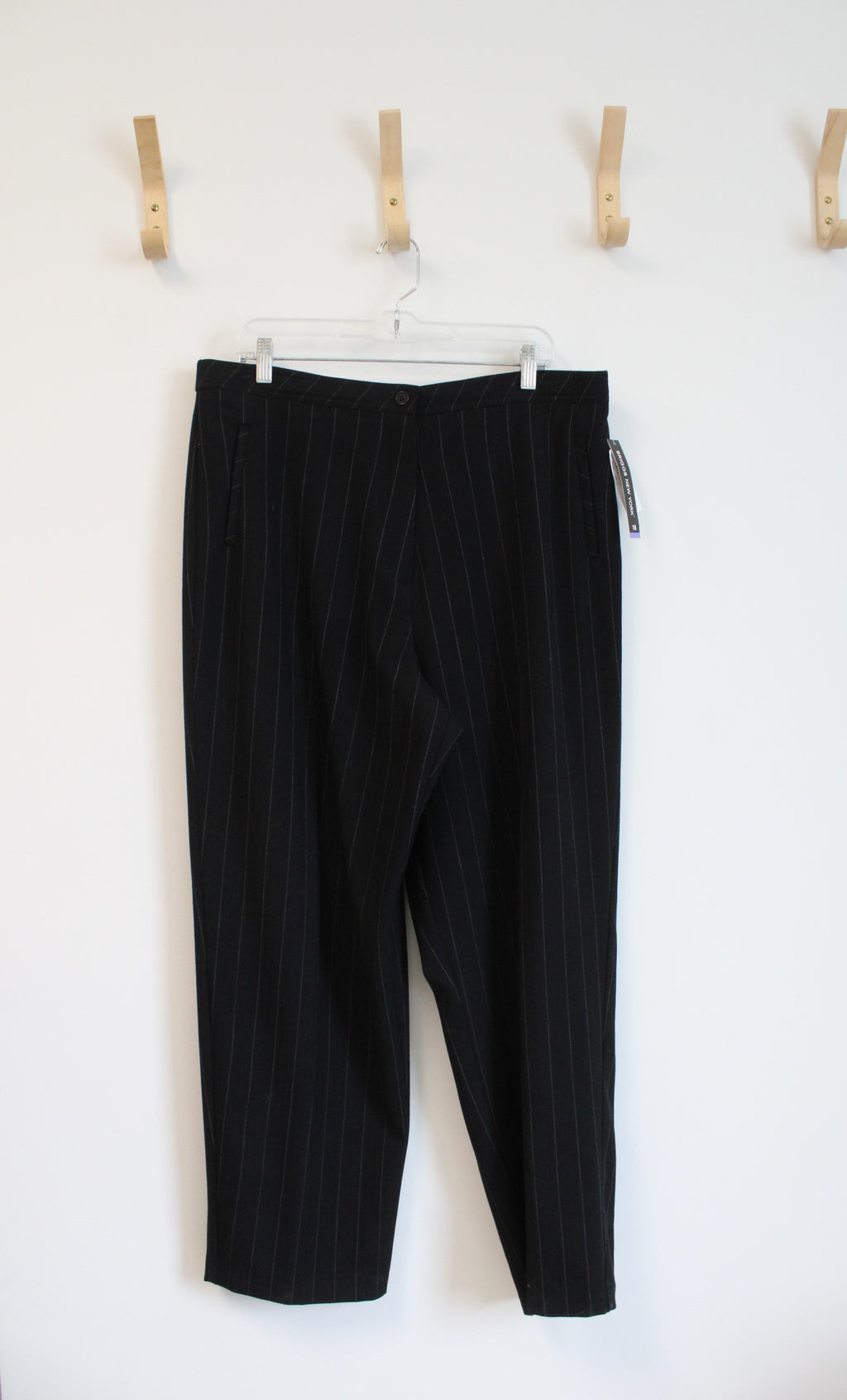 NEW Briggs New York Black Striped Trouser Pants | 18