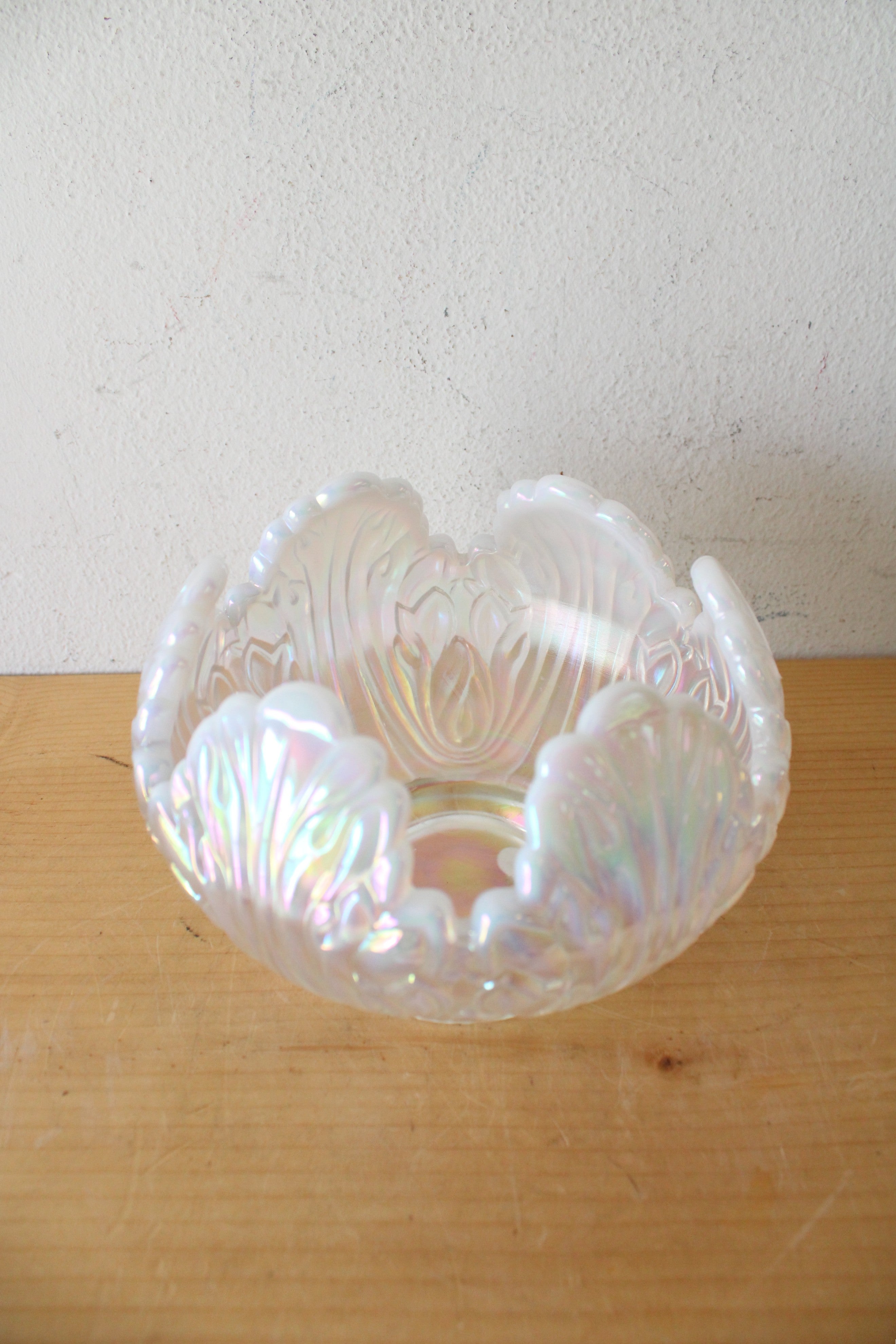 Fenton French Opalescent Empress Lotus Rose Bowl