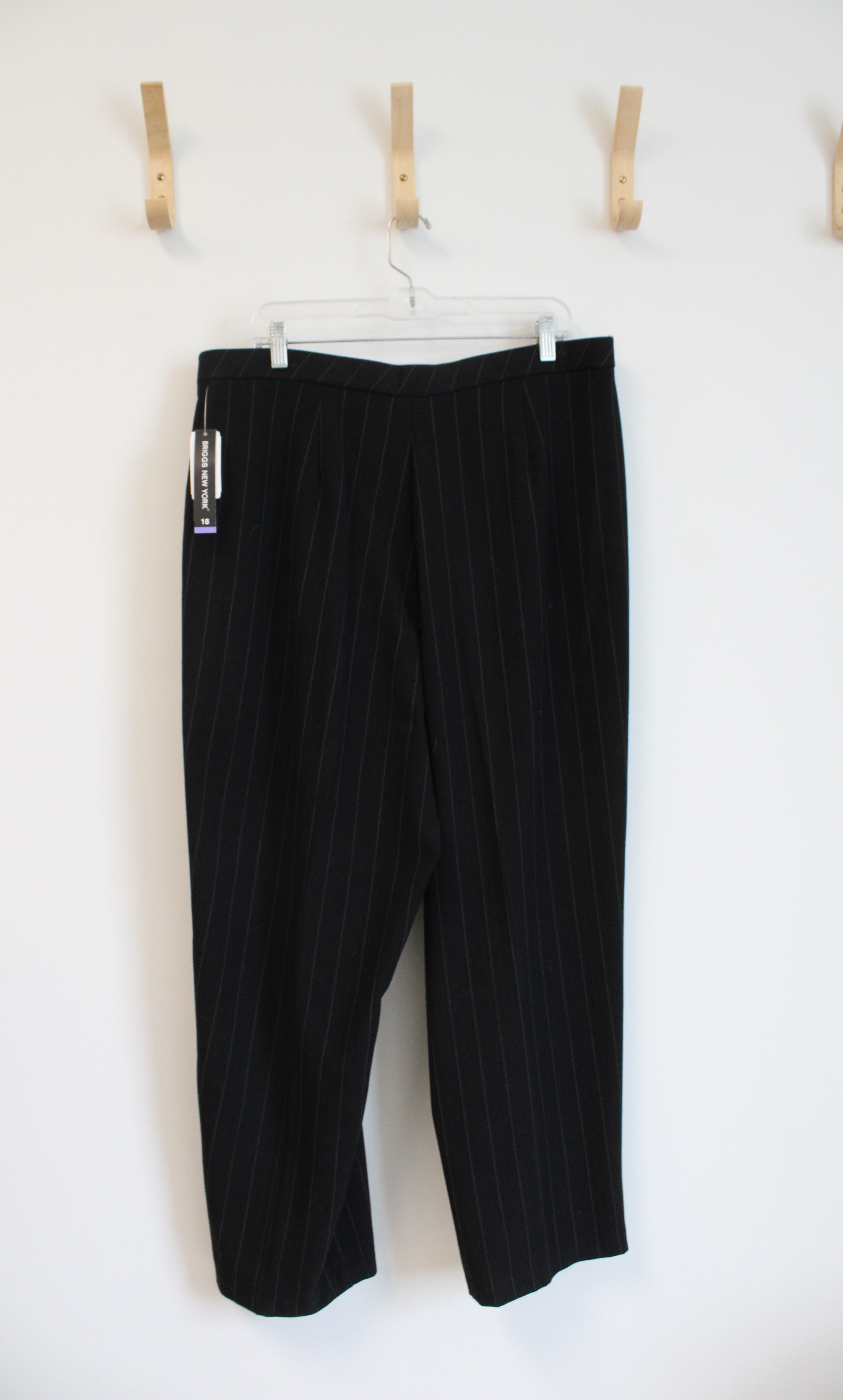 NEW Briggs New York Black Striped Trouser Pants | 18