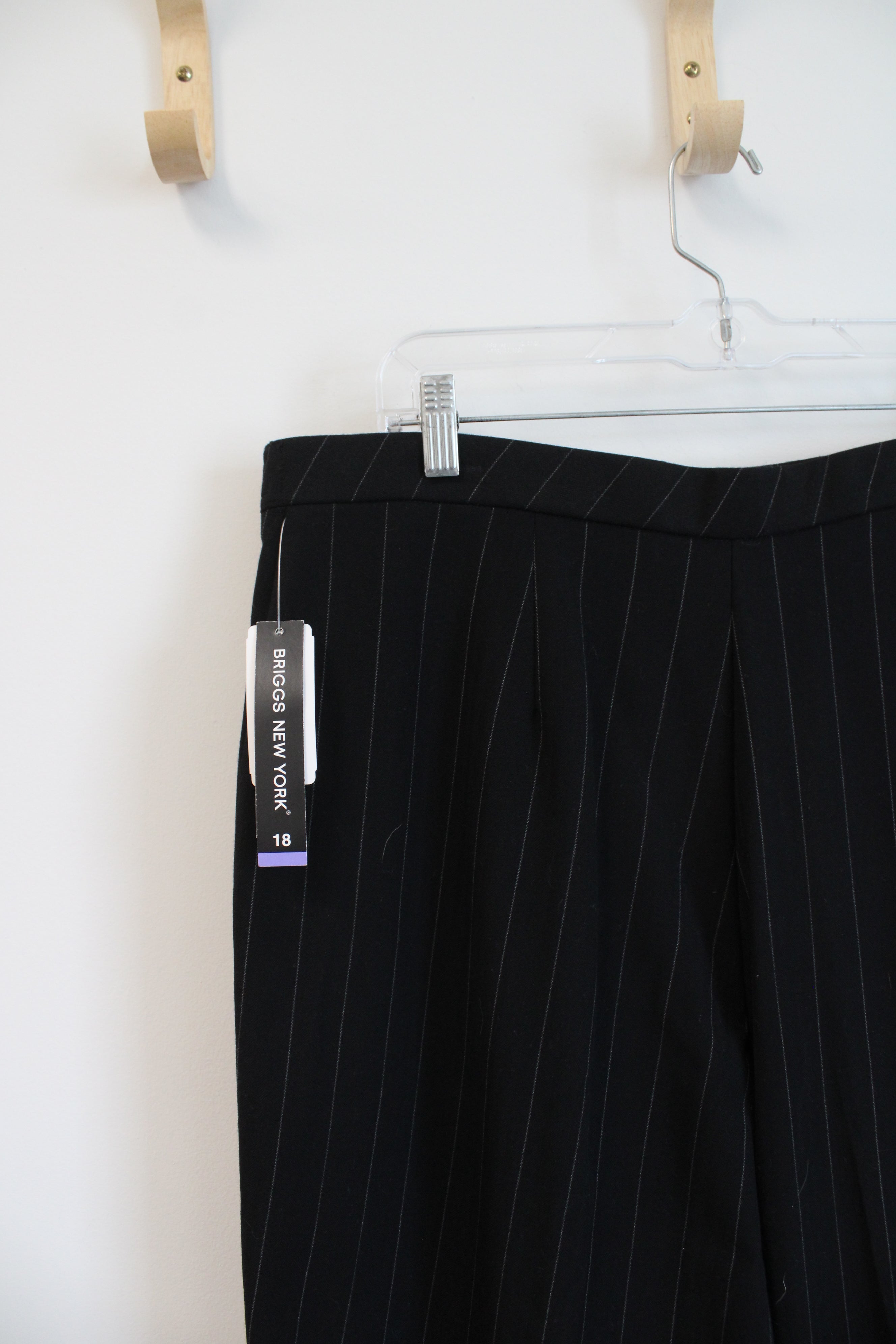NEW Briggs New York Black Striped Trouser Pants | 18