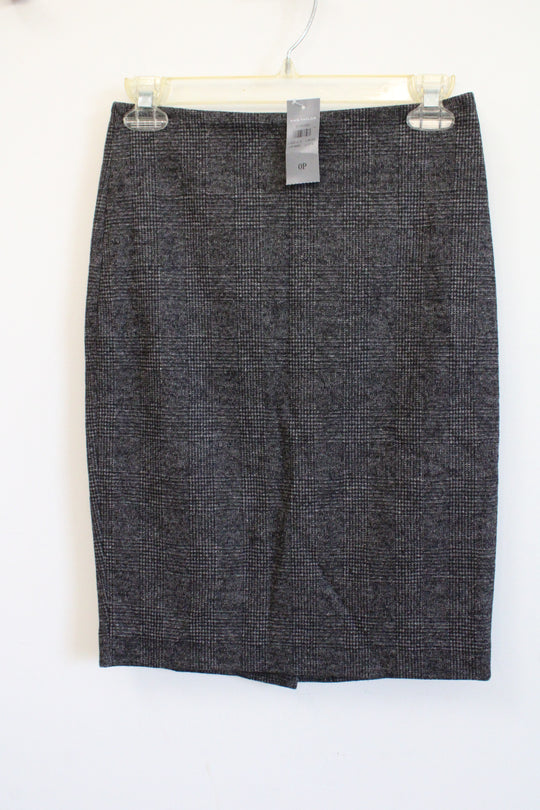 NEW Ann Taylor Black Gray Houndstooth Pencil Skirt | 0 Petite