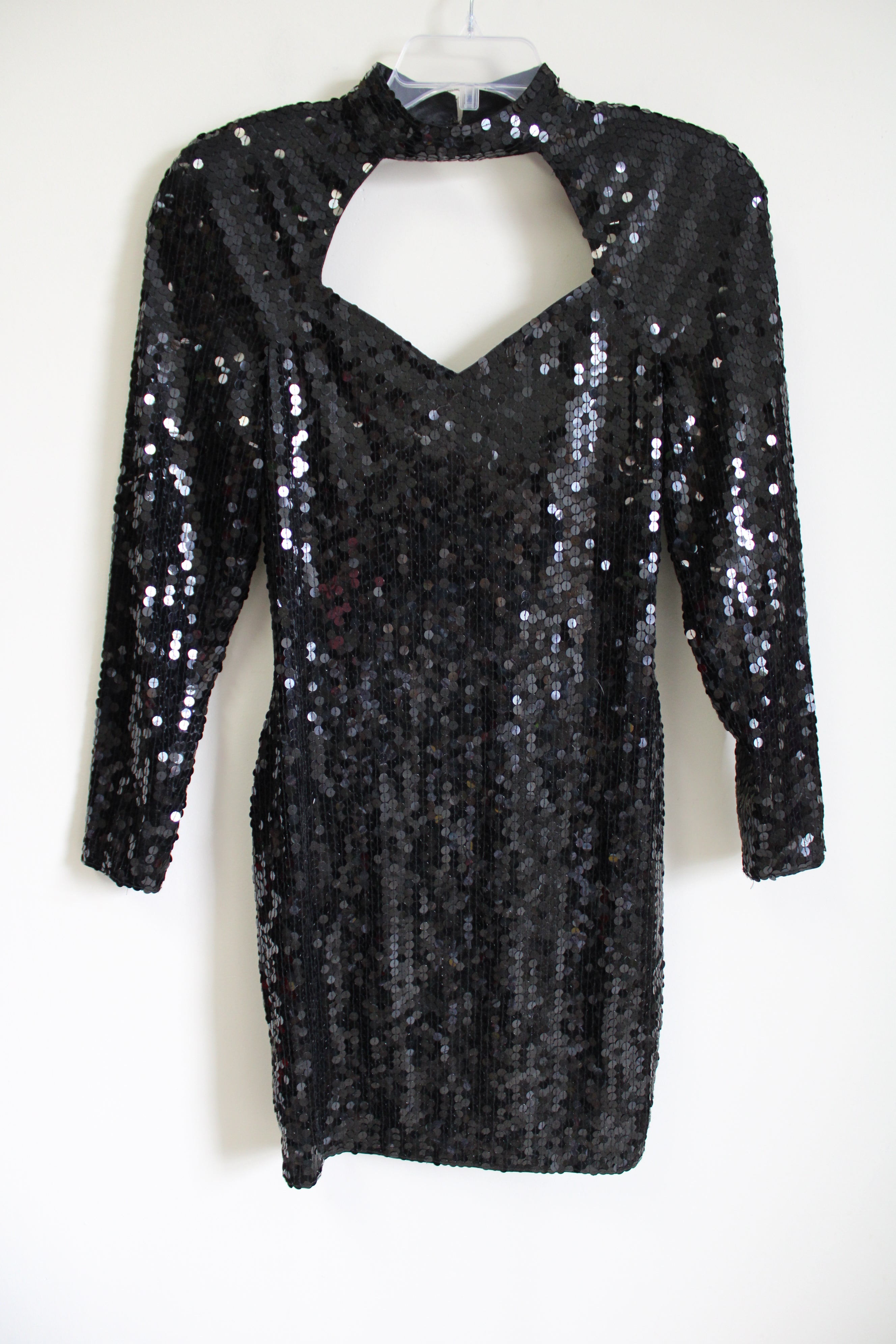 New Vintage 1980's Cache Black Sequined Long Sleeved fitted Dress New Vintage 1980's Cache Black Sequined Long Sleeved fitted Dress