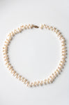Genuine Ivory Oval Pearl 14K Clasp Necklace